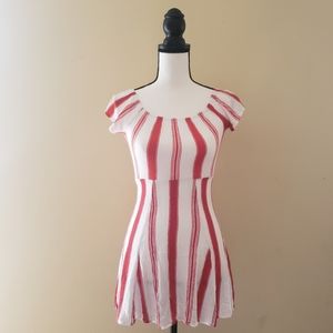 Mimi Chica Rayon Red and White Light Dress